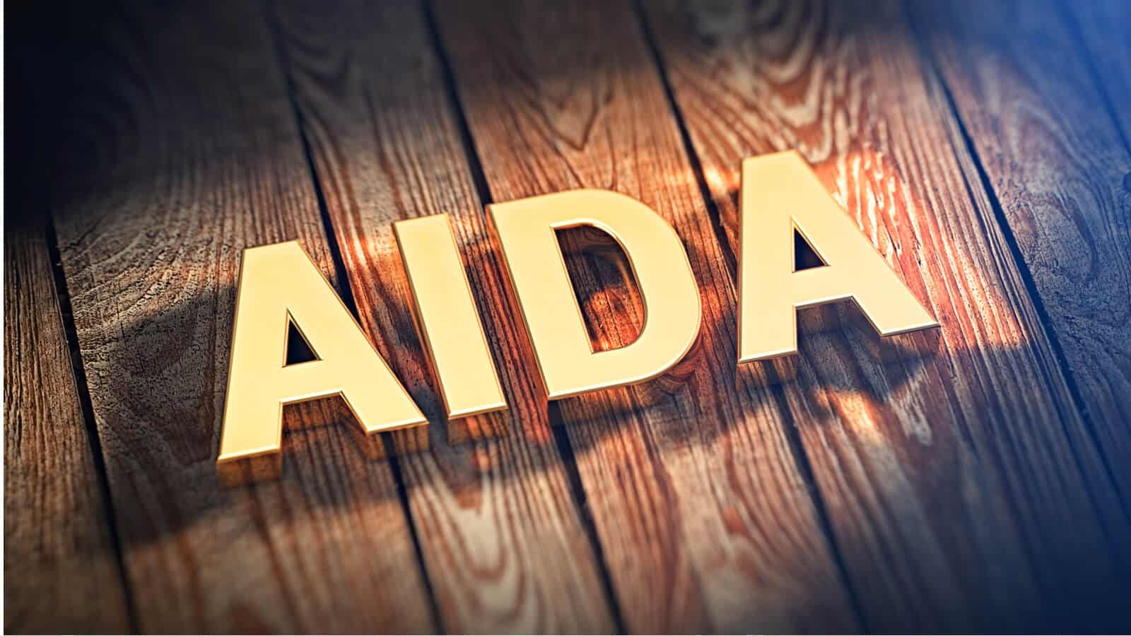 Schriftzug mit der AIDA Formel und Prinzip