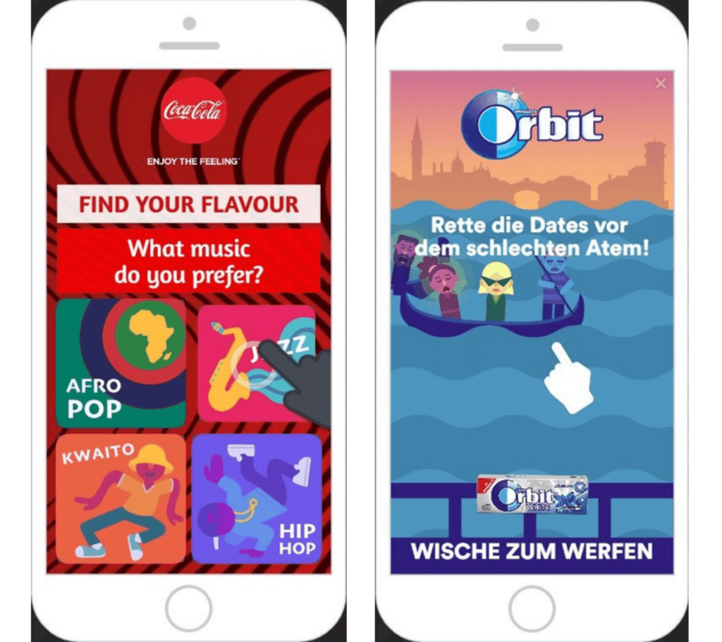 Das Coca Cola Quiz und das Orbit Mini-Spiel sind zwei Beispiele für die Gamification im Marketing.