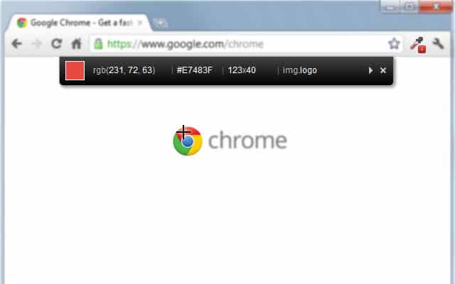 Screenshot der Chrome Extension ColorZilla, mit der man Farben auf Webseiten anklicken und erkennen kann.