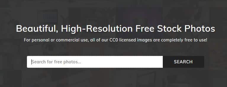 Screenshot der NegativeSpace Webseite, die gratis Stockbilder zum Download anbietet.