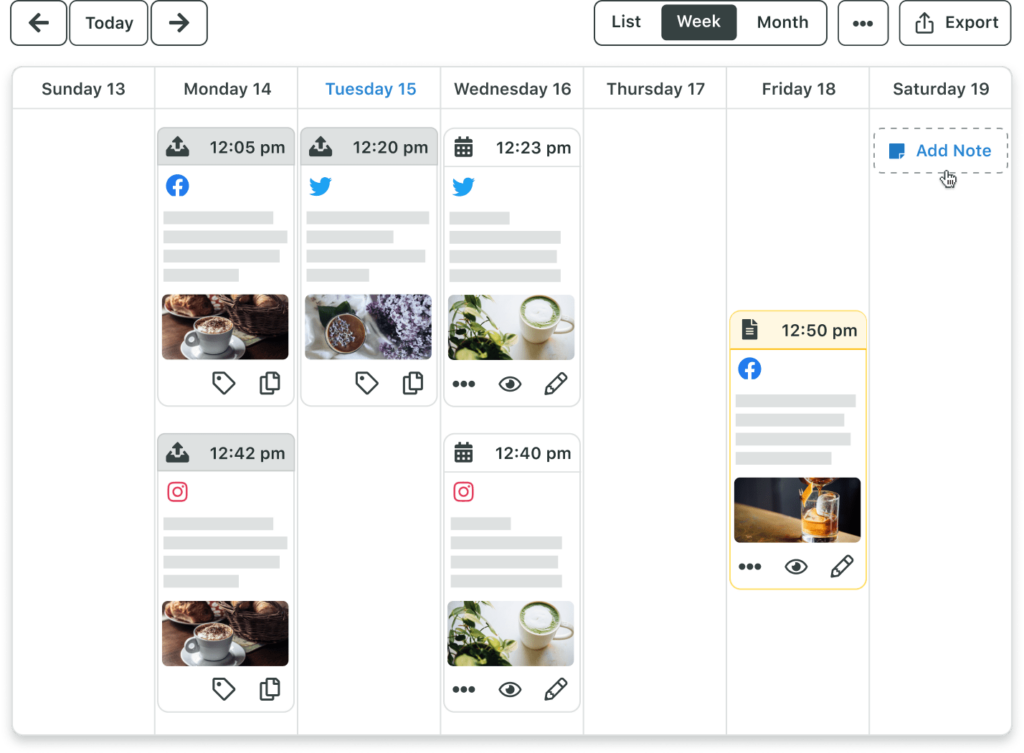 Screenshot der Planungsübersicht von Sprout Social.