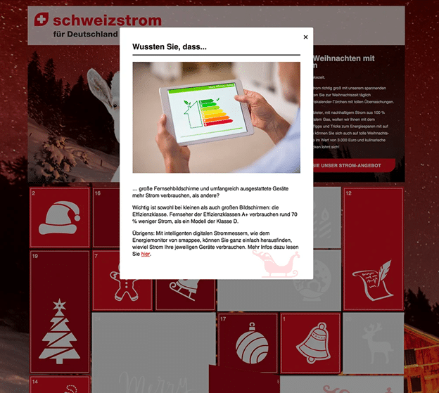 Screenshot von Website schweizstrom